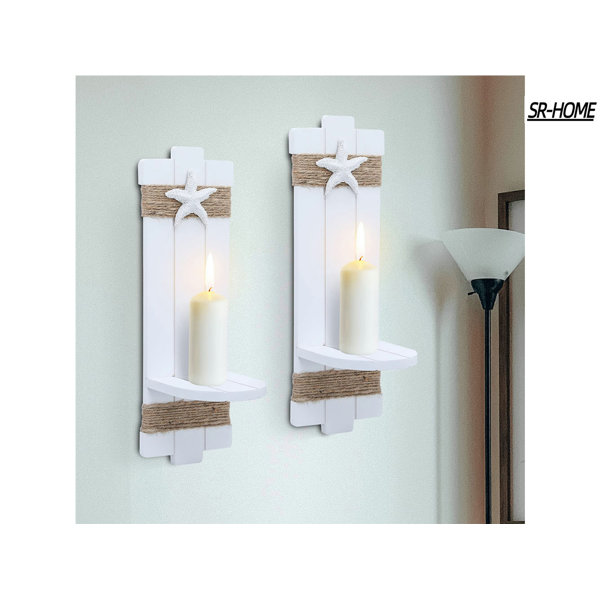 Wooden wall deals sconces for candles